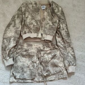 Zara Beige and Gray Mini Skirt